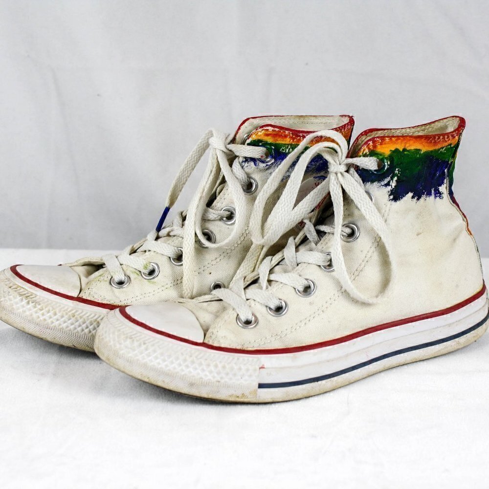 Converse All Star High Tops Rainbow Paint …
